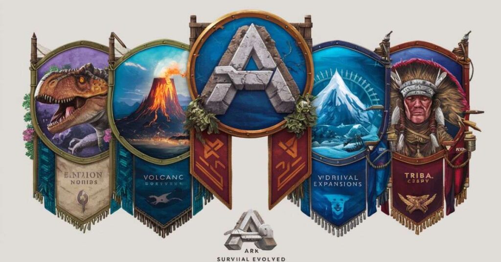 Iconic Banners Representing Ark’s Expansions